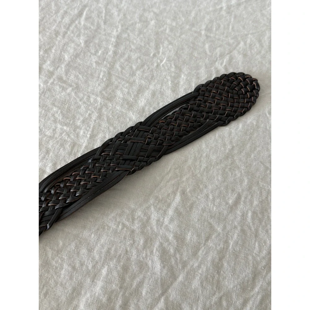 Braided Leather Belt XS Black Boho Western Wide Woven Accessory